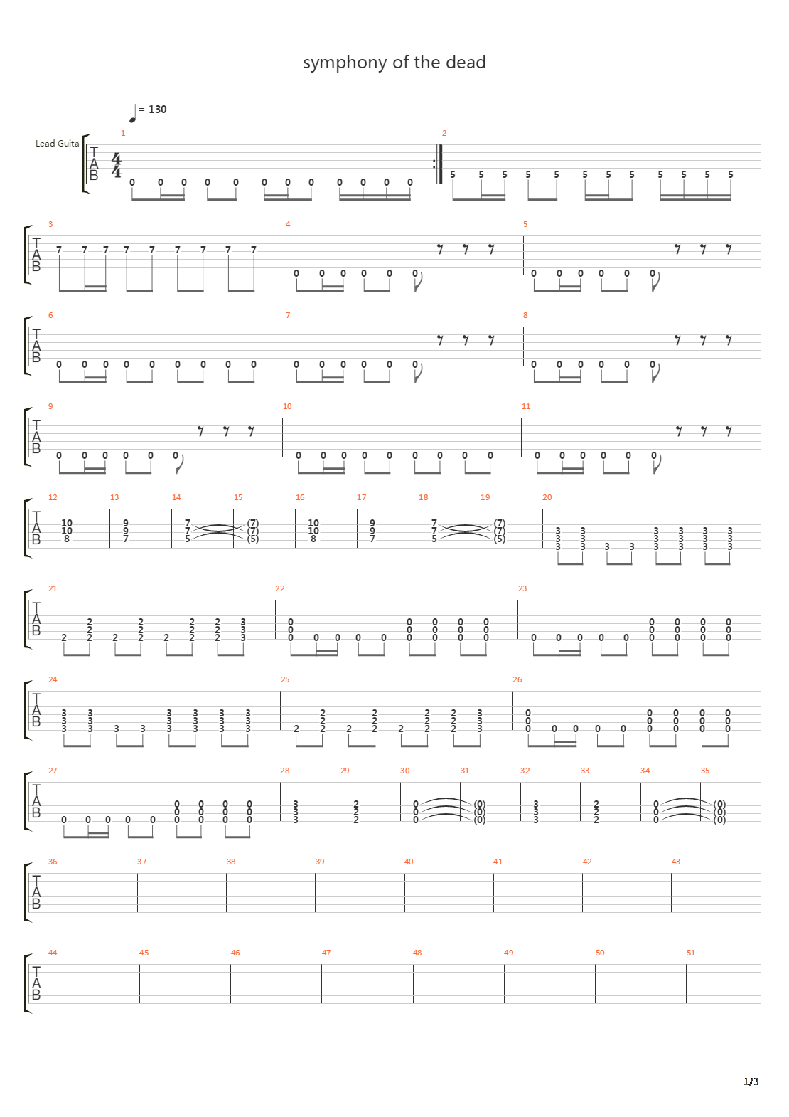 Symphony Of The Dead吉他谱