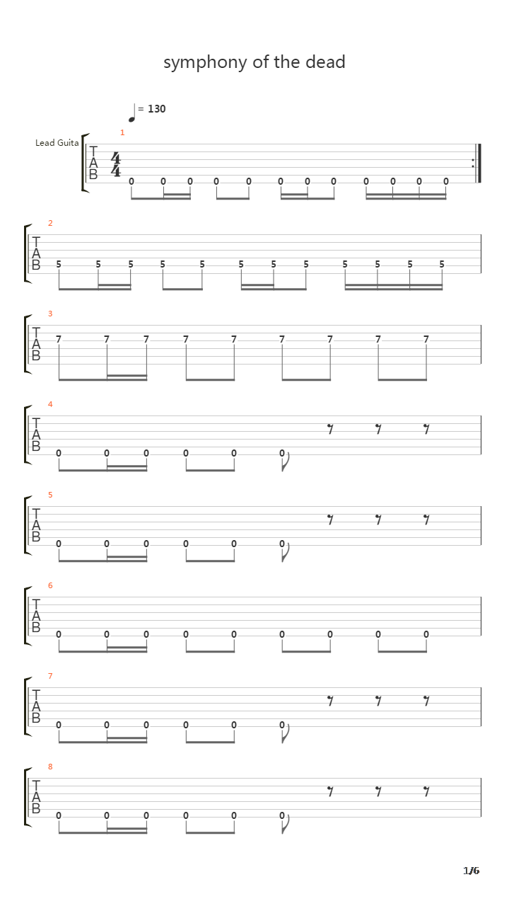 Symphony Of The Dead吉他谱