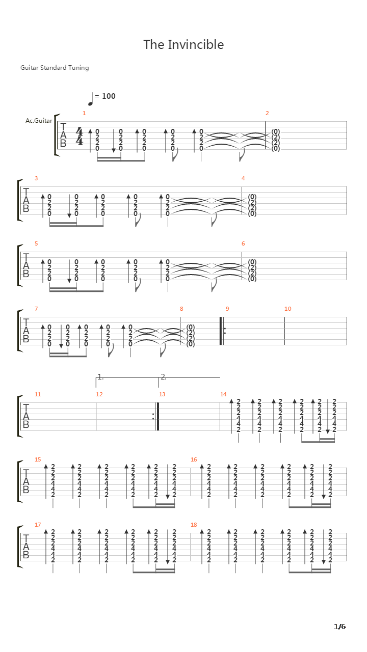 The Invincible吉他谱