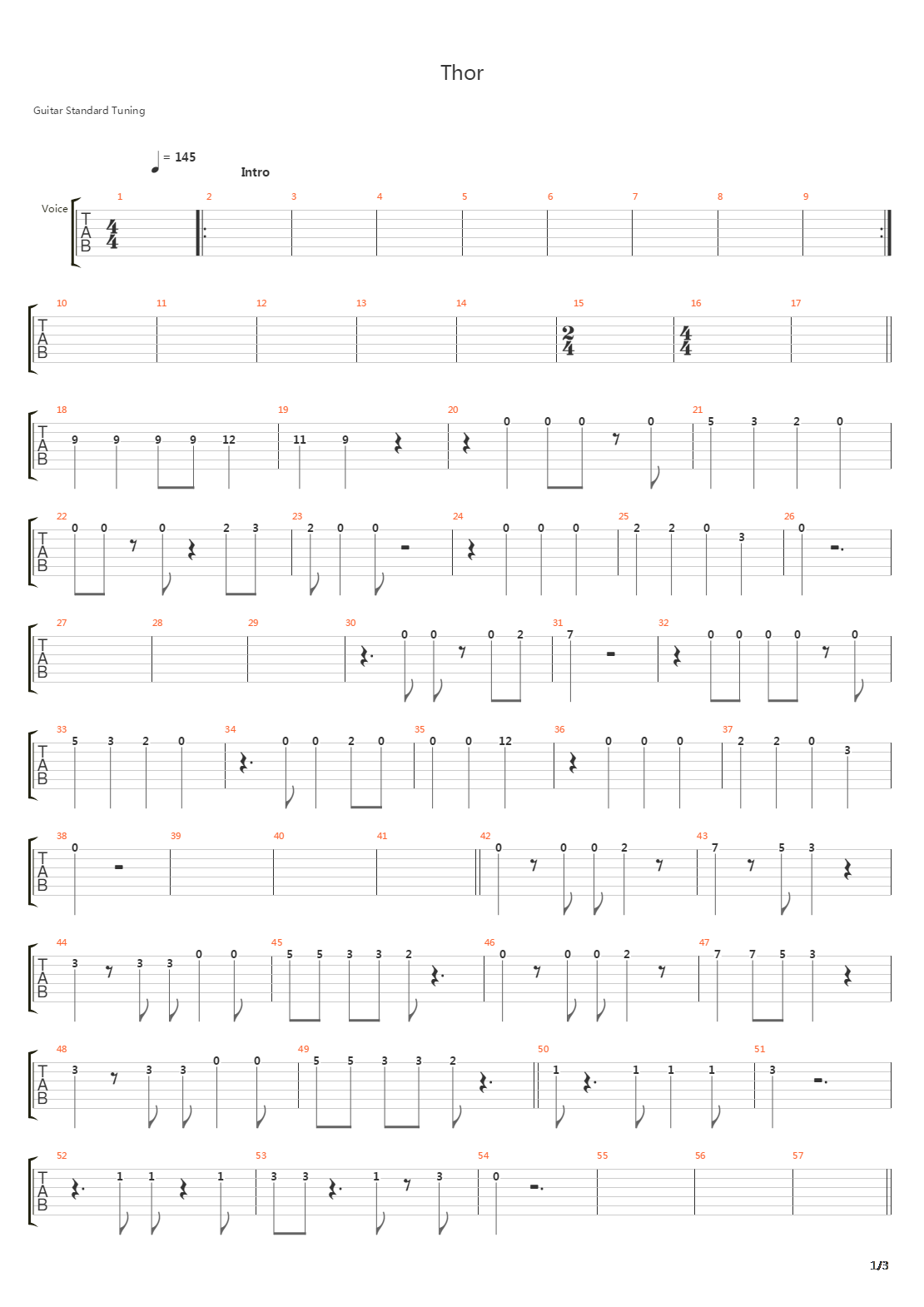 Thor吉他谱