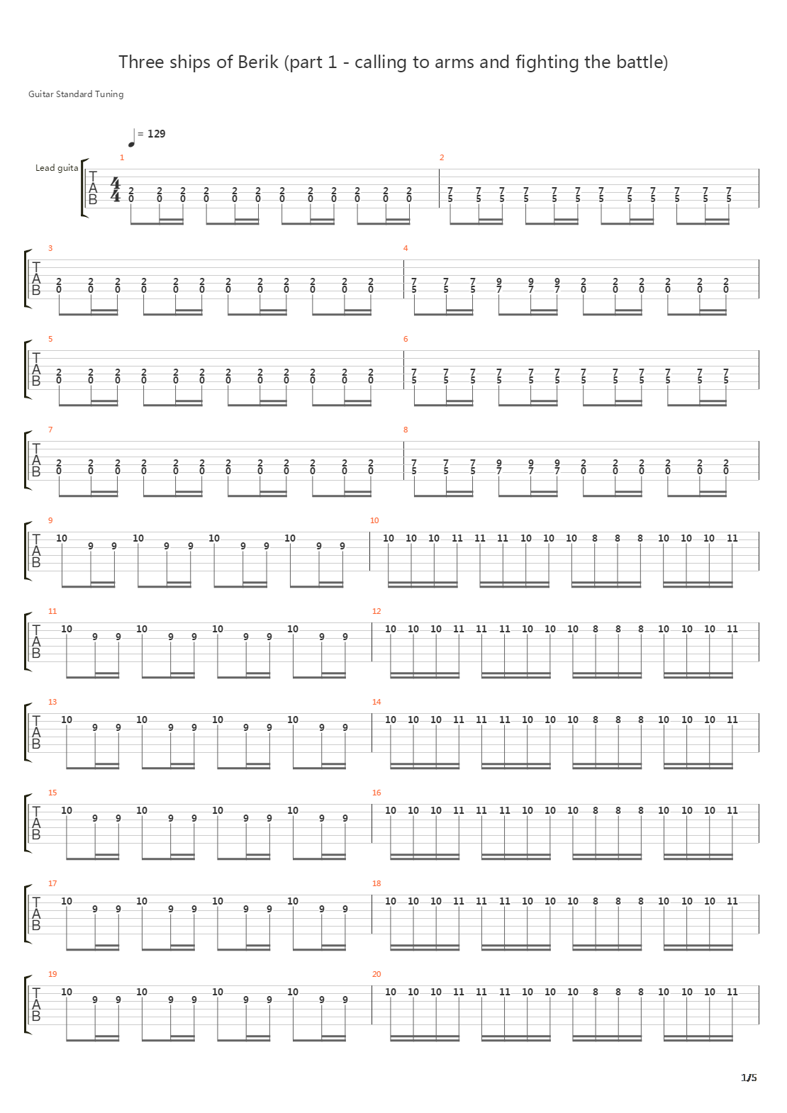 Three Ships Of Berik Part 1吉他谱