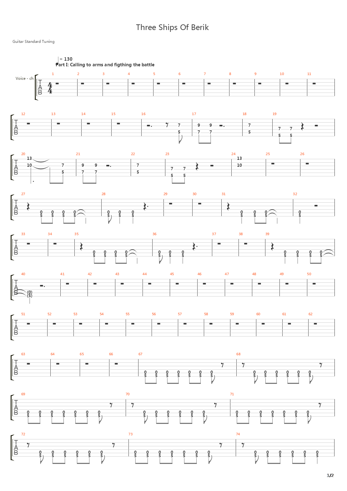 Three Ships Of Berik吉他谱