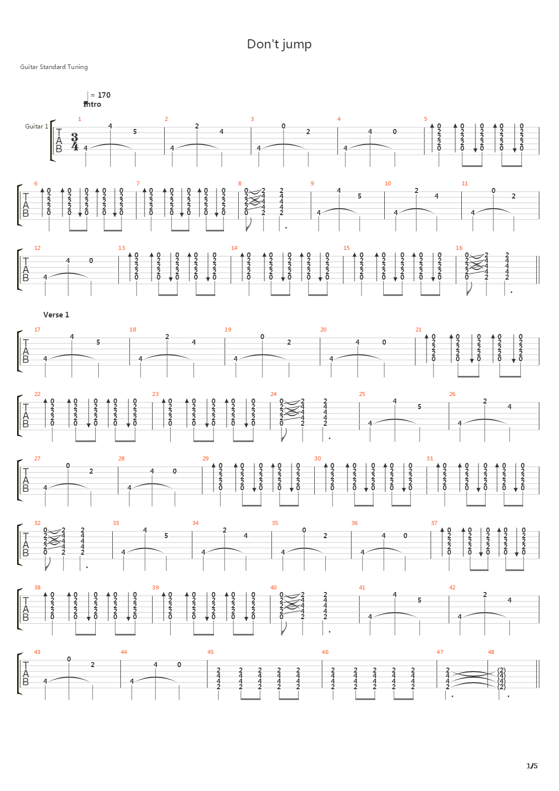 Dont Jump吉他谱
