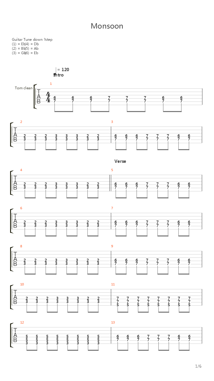 Monsoon吉他谱