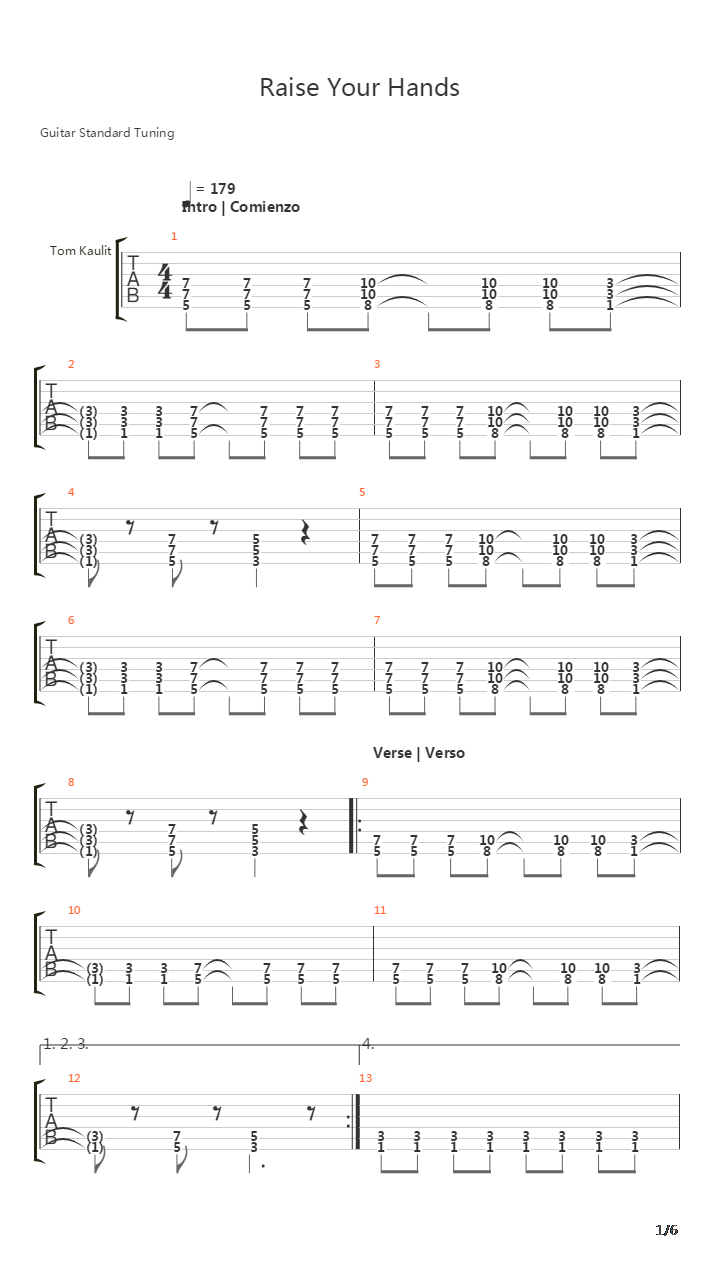 Raise Your Hands吉他谱