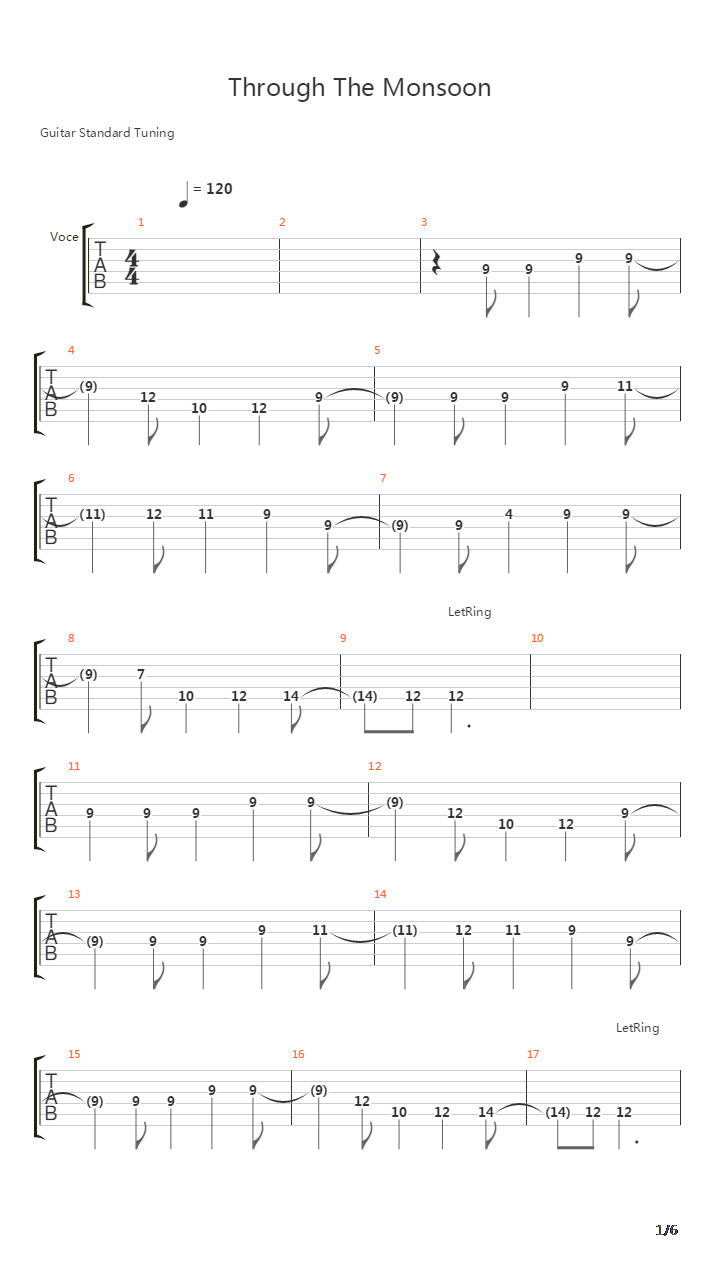 Through The Monsoon吉他谱