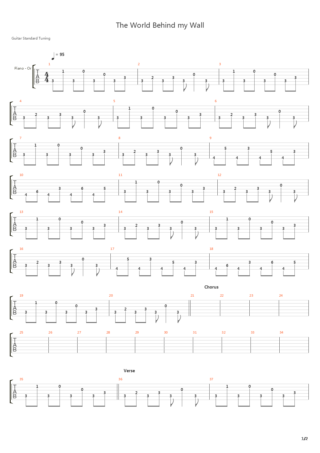 World Behind My Wall吉他谱