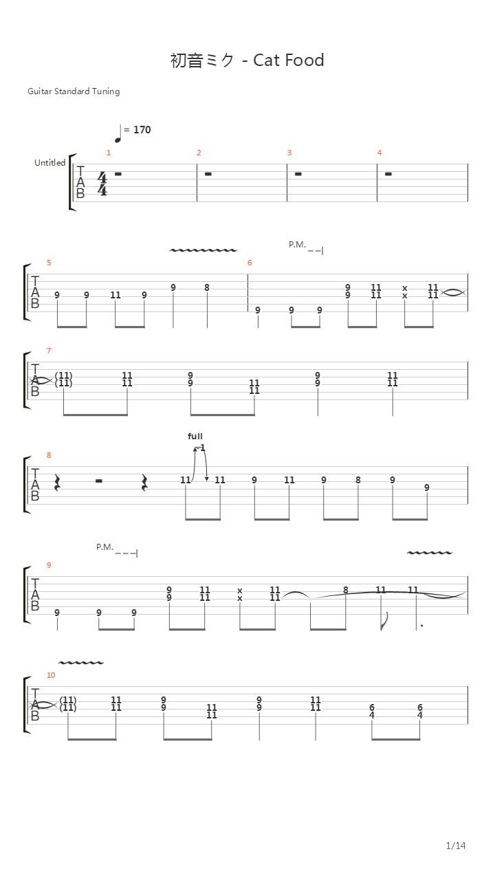 初音ミク - Cat Food吉他谱