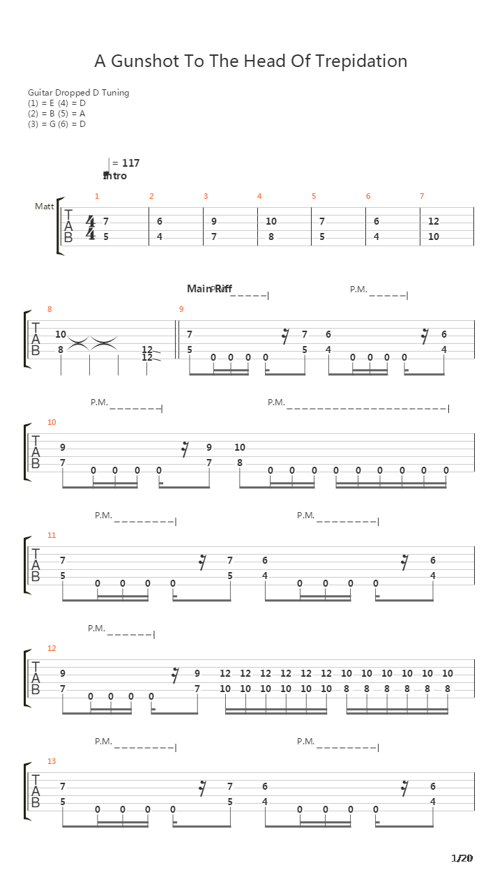 A Gunshot To The Head Of Trepidation吉他谱