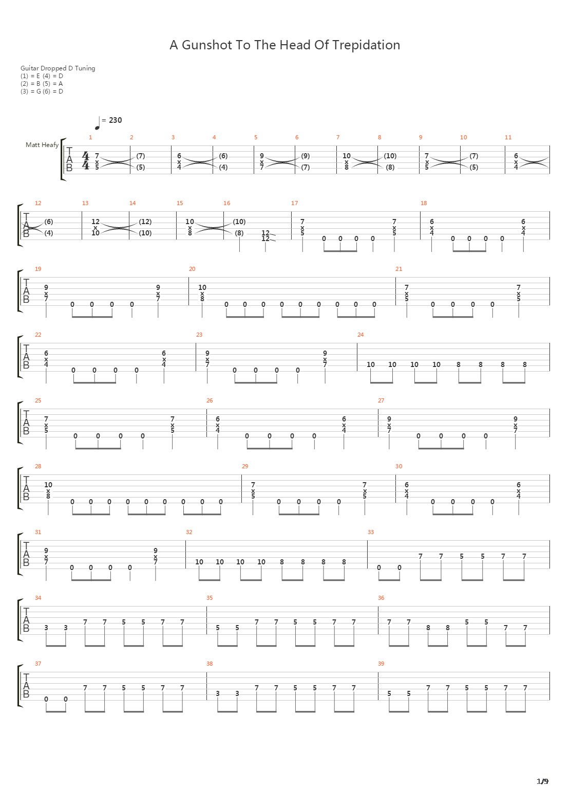 A Gunshot To The Head Of Trepidation吉他谱