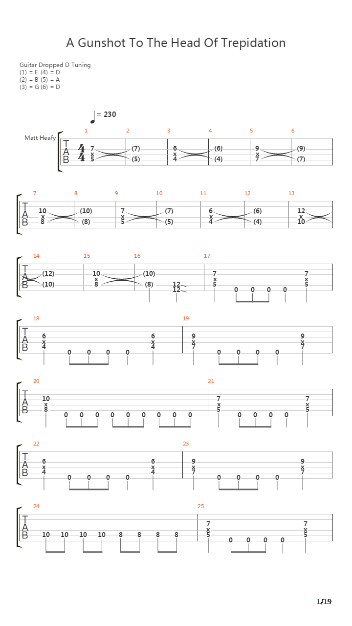 A Gunshot To The Head Of Trepidation吉他谱