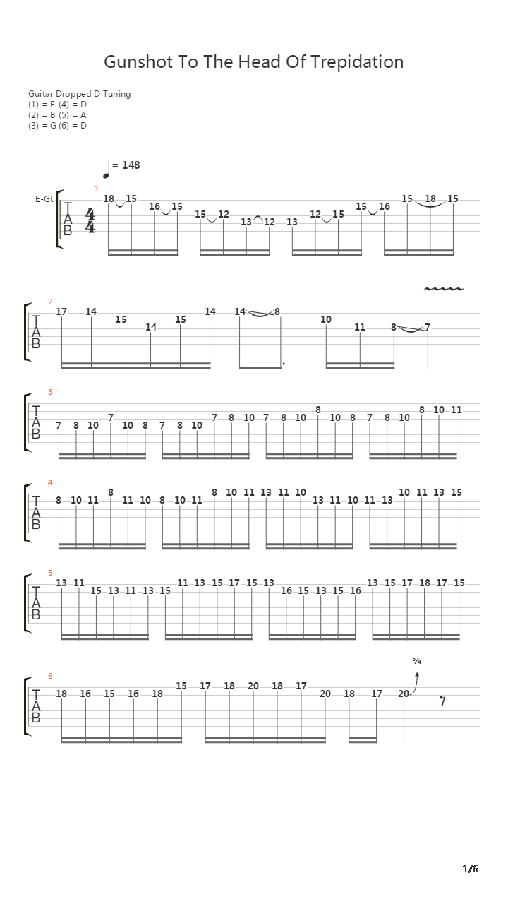 A Gunshot To The Head Of Trepidation吉他谱