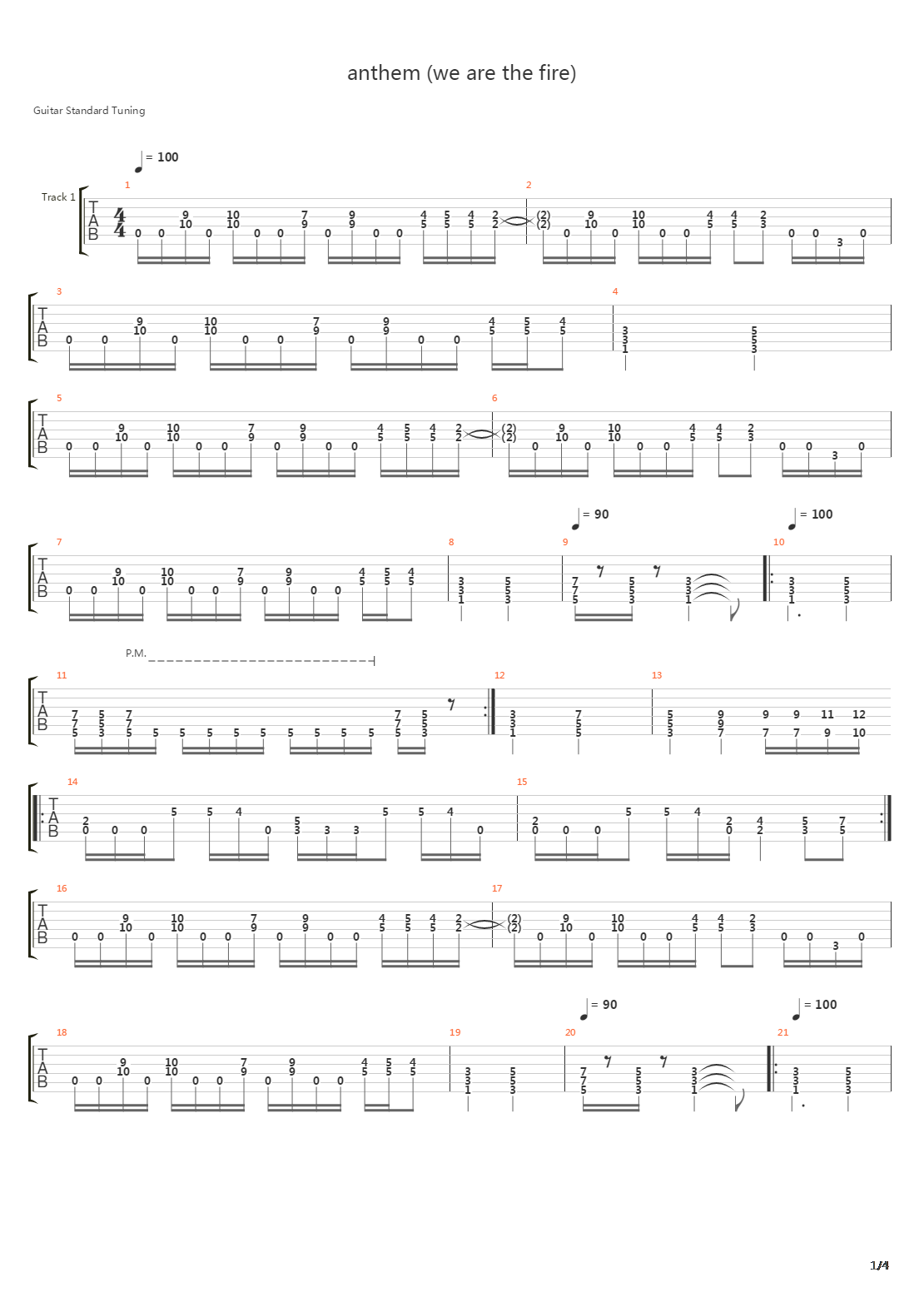 Anthem We Are The Fire吉他谱