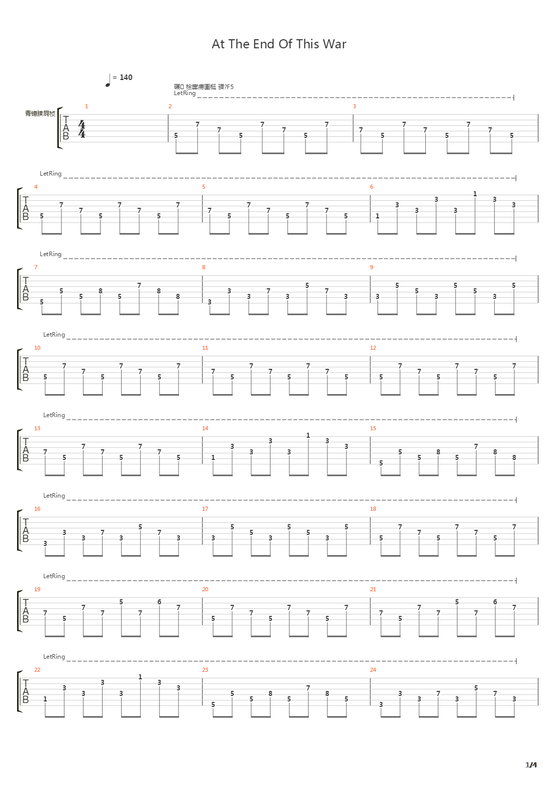 At The End Of This War吉他谱