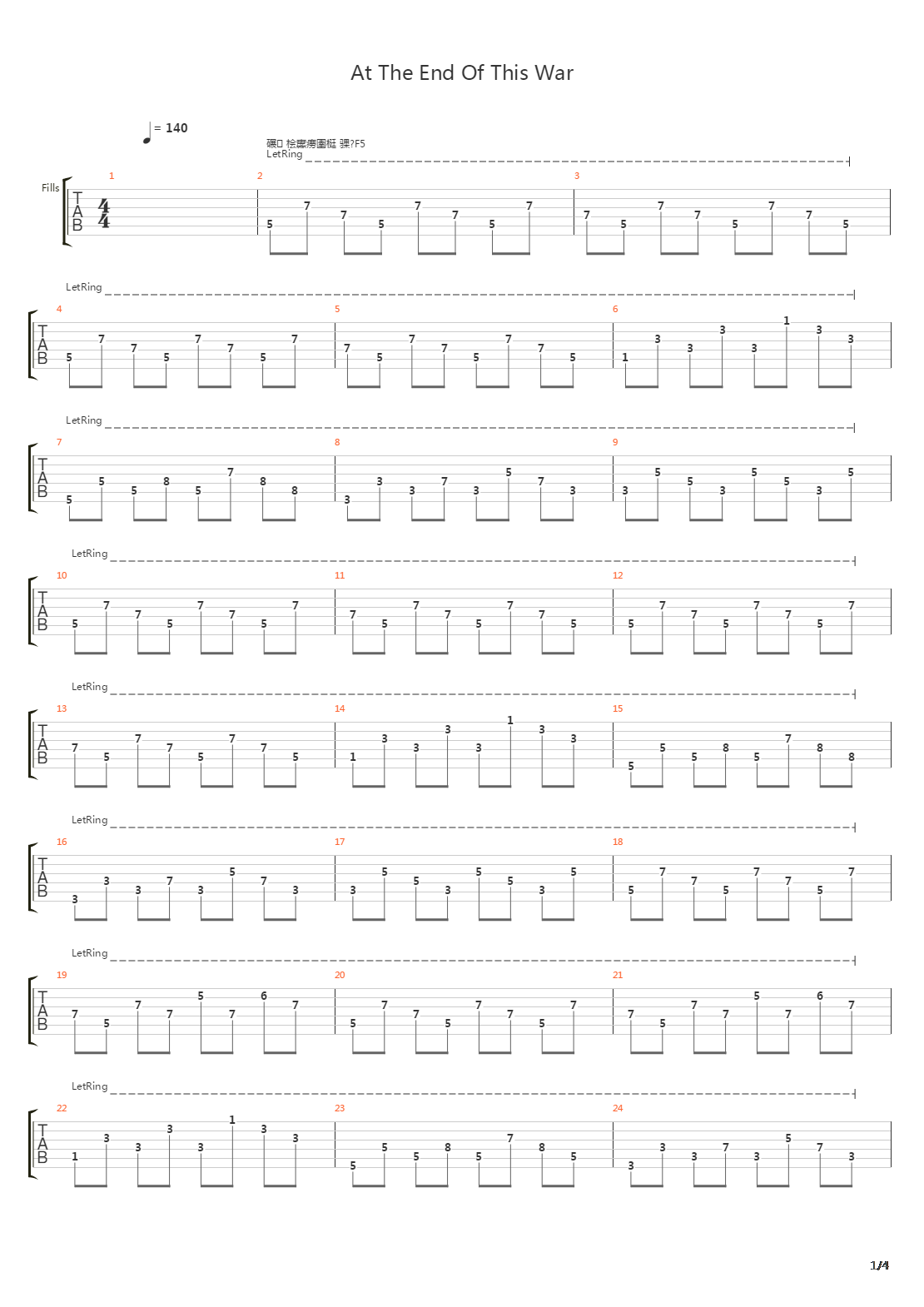 At The End Of This War吉他谱
