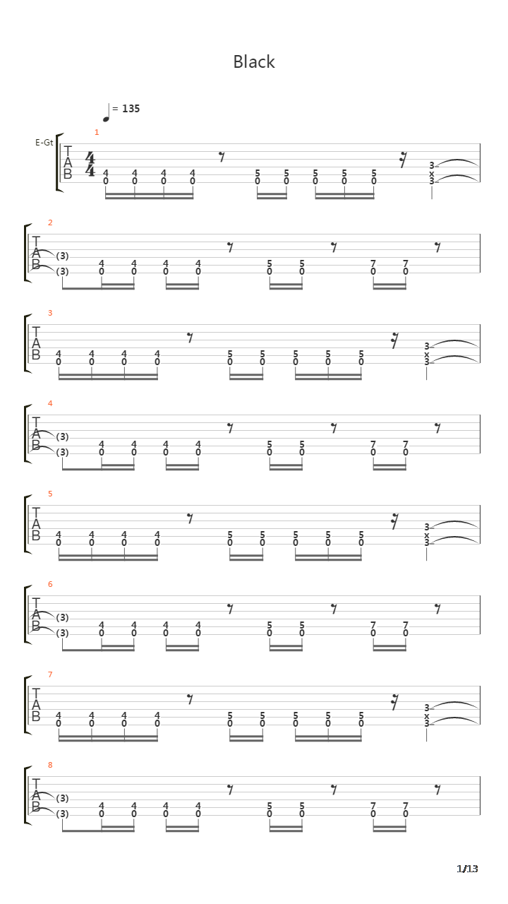 Black吉他谱