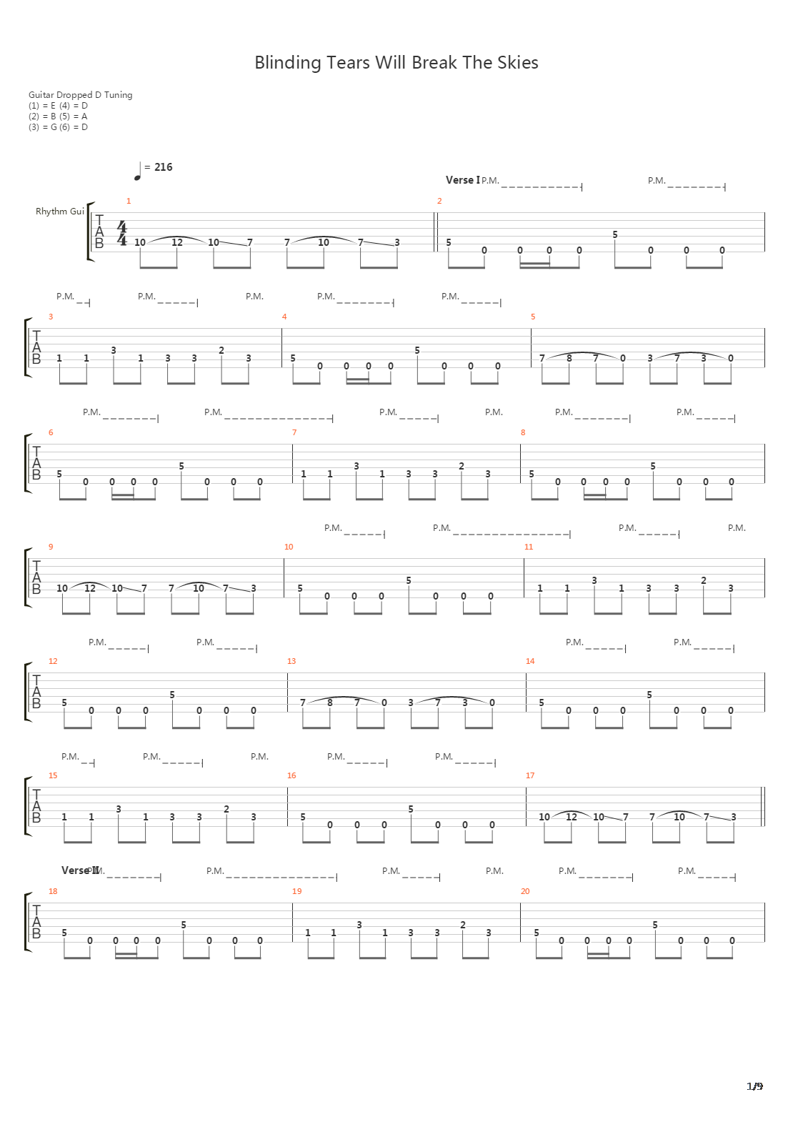 Blinding Tears Will Break The Skies吉他谱