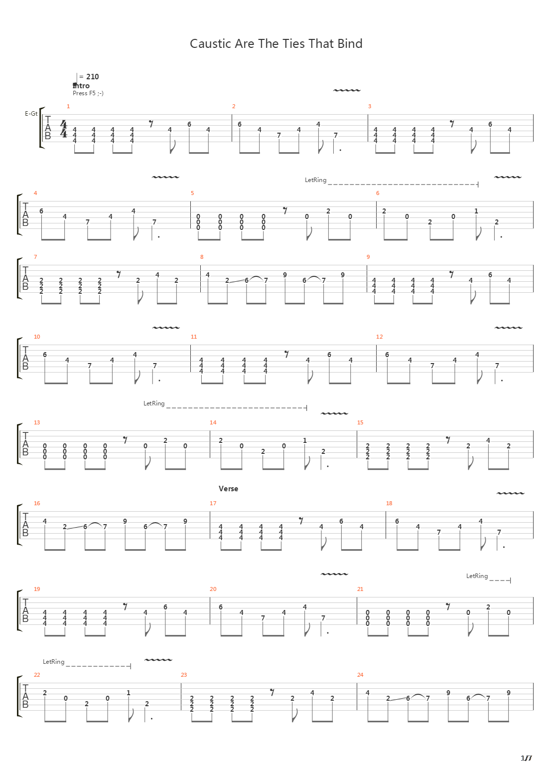 Caustic Are The Ties That Bind吉他谱