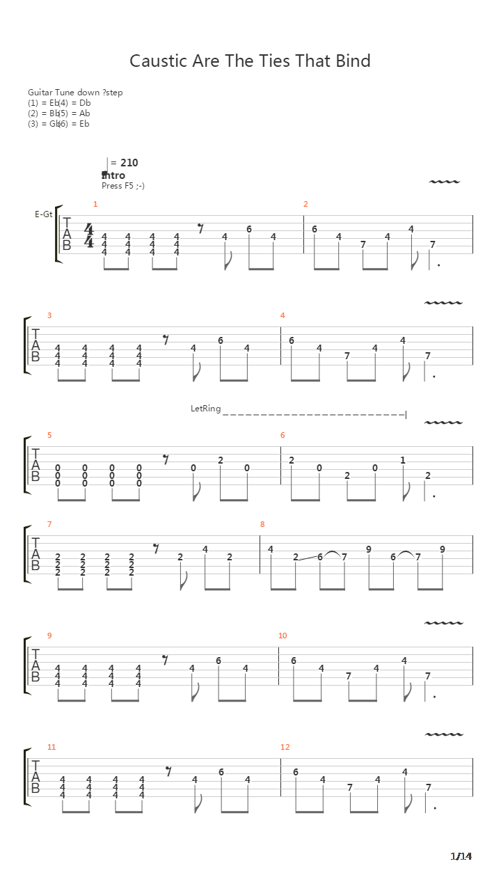 Caustic Are The Ties That Bind吉他谱