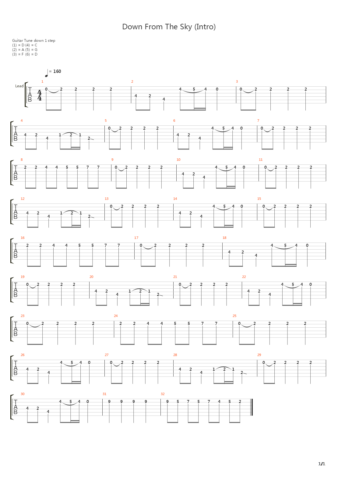 Down From The Sky吉他谱