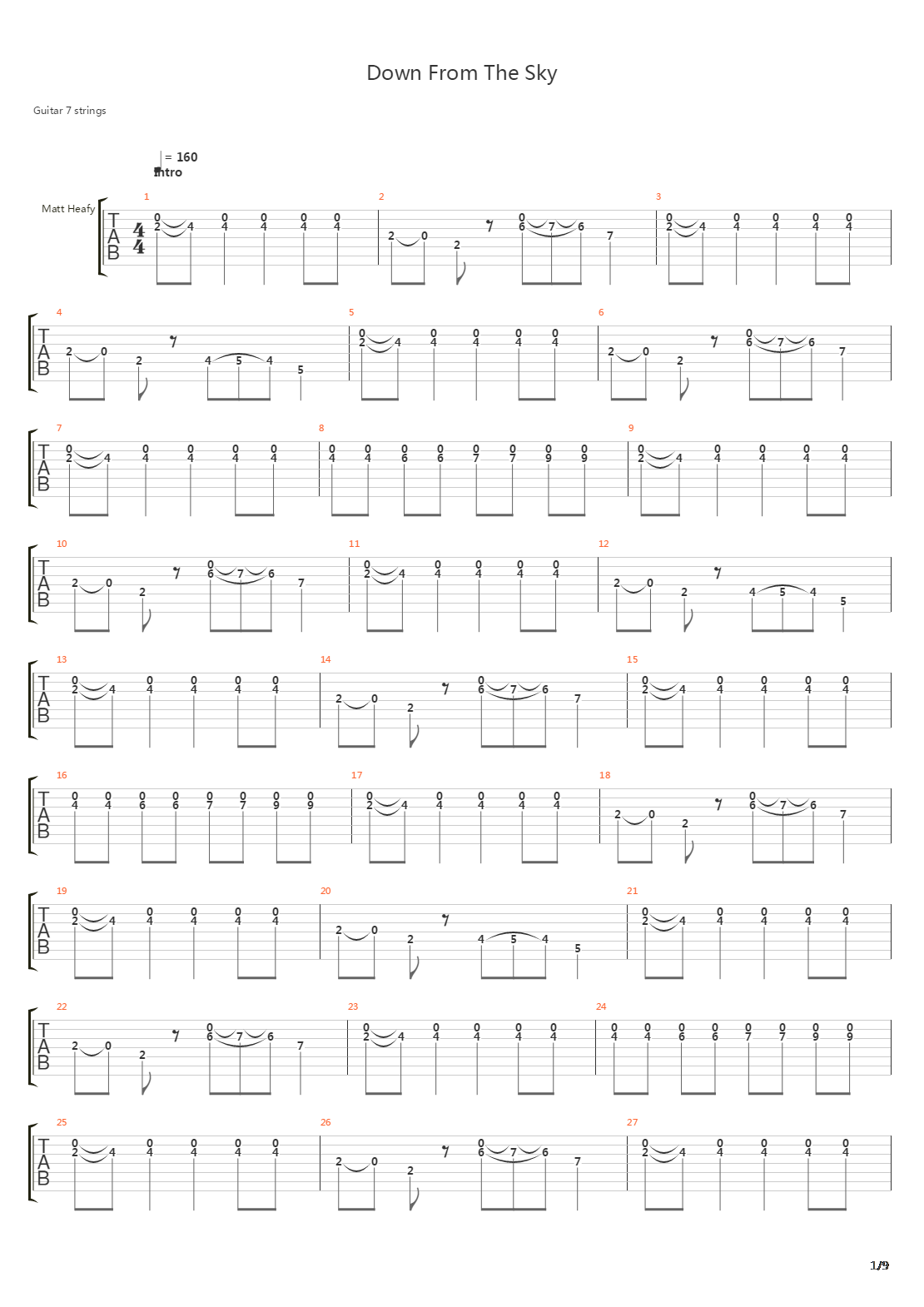 Down From The Sky吉他谱
