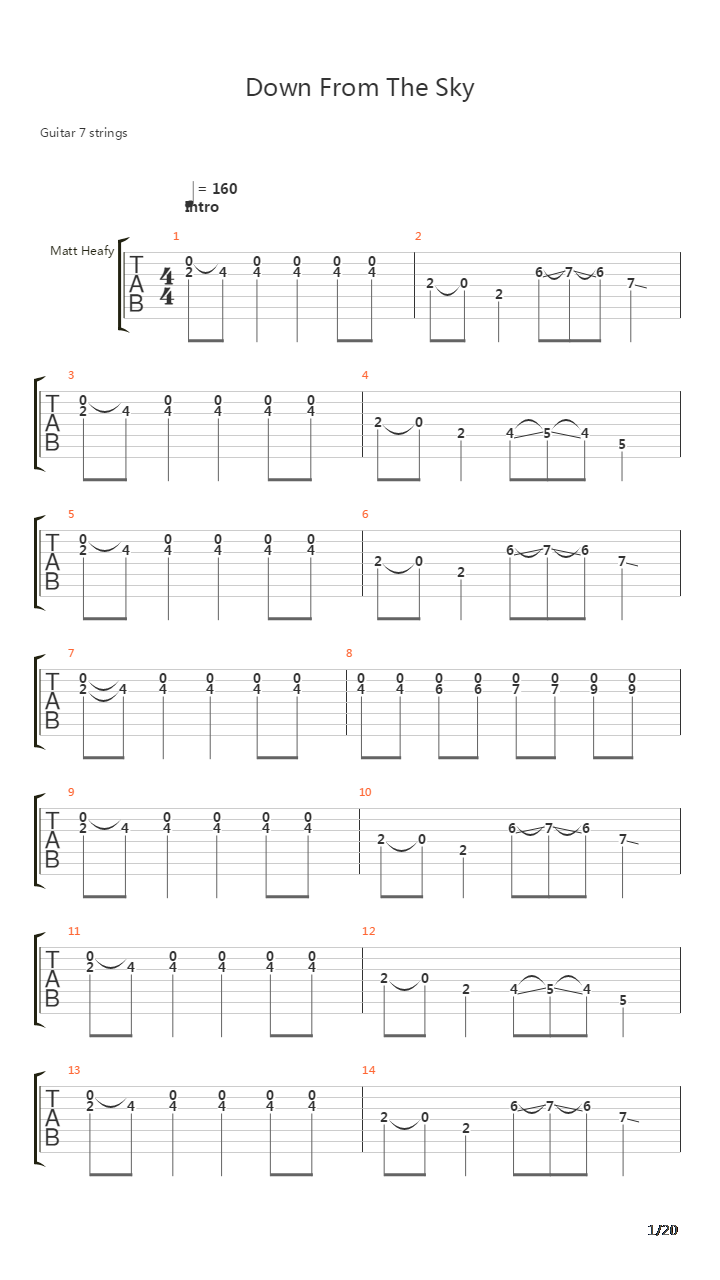 Down From The Sky吉他谱