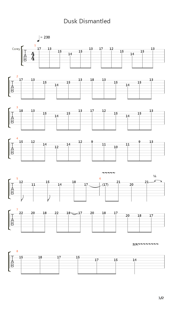 Dusk Dismantled吉他谱