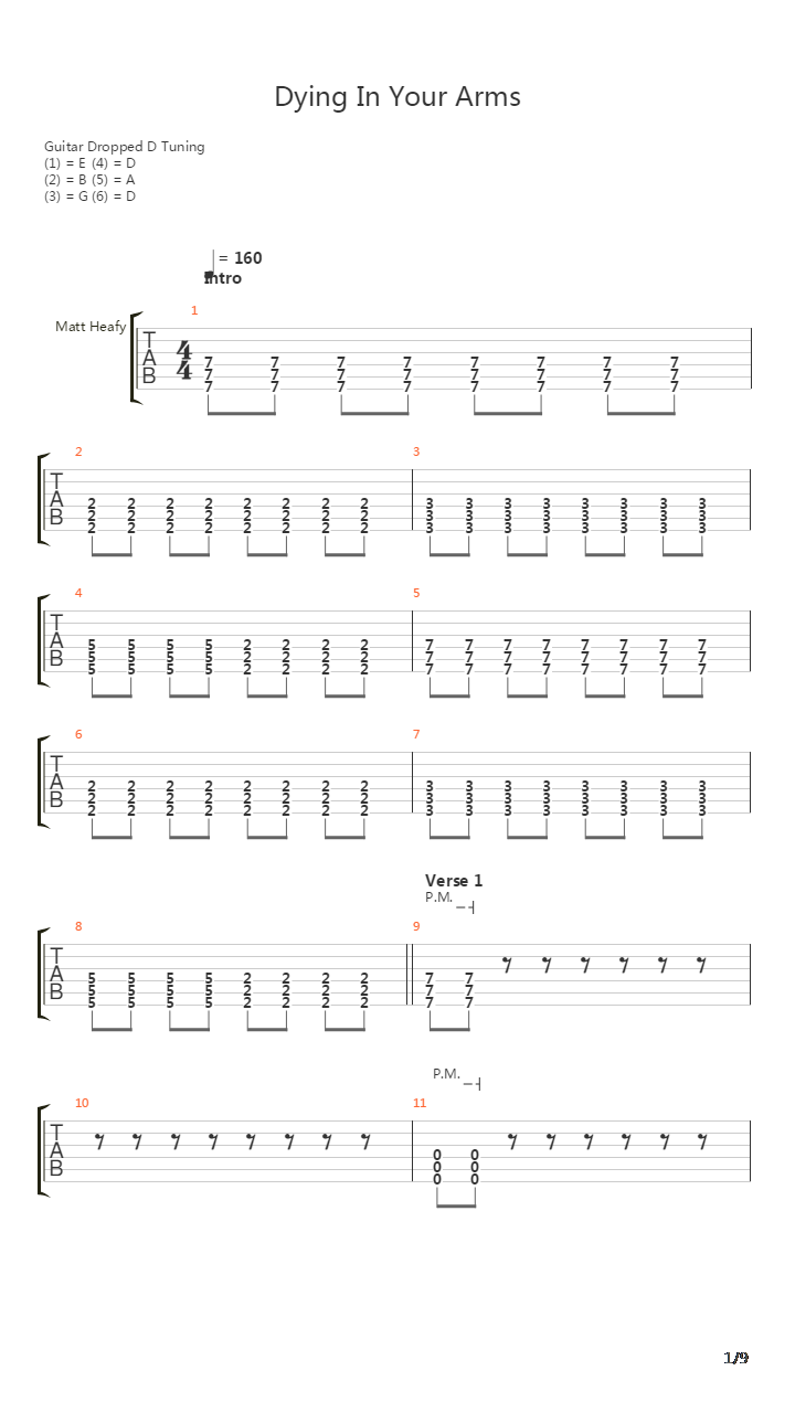 Dying In Your Arms吉他谱