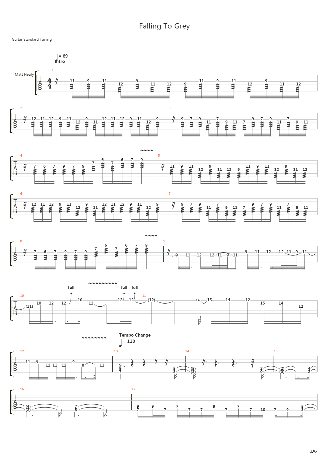 Falling To Grey吉他谱