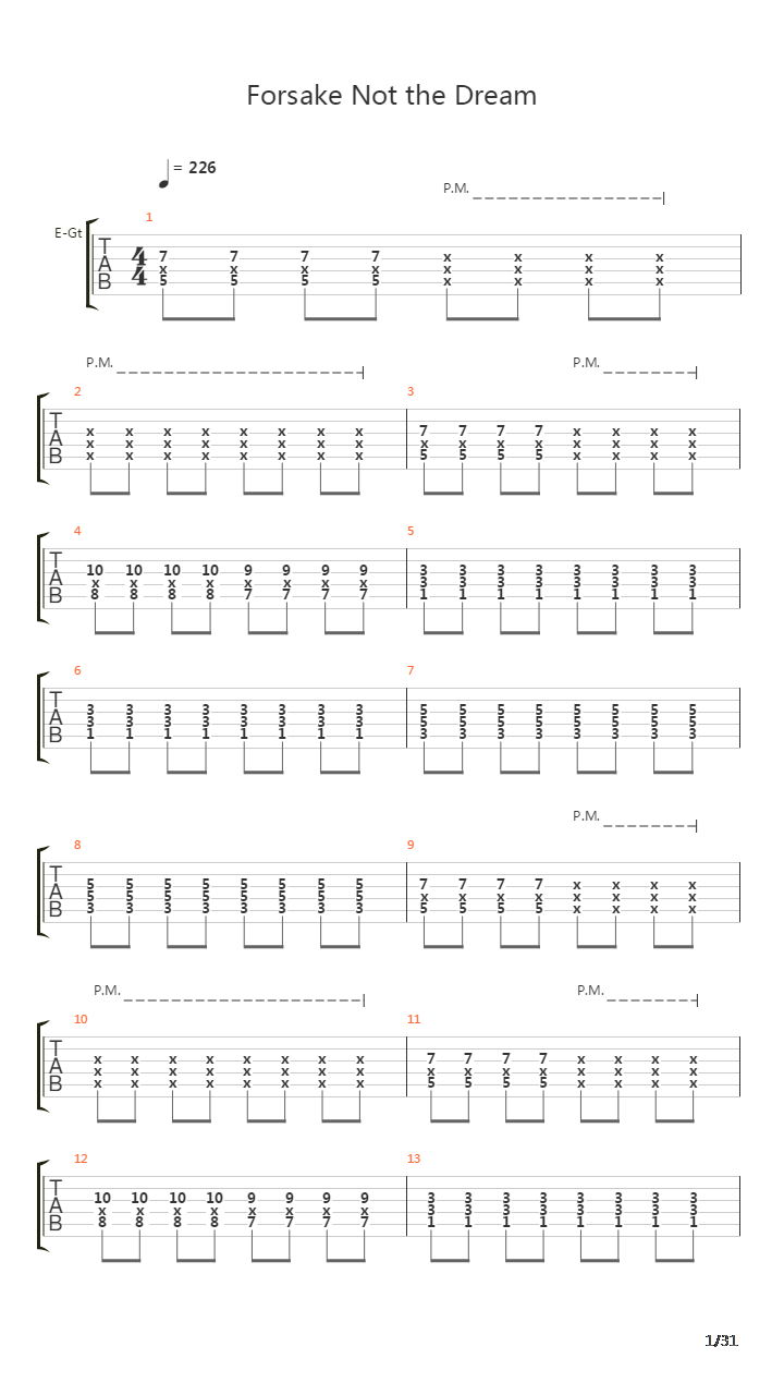 Forsake Not The Dream吉他谱