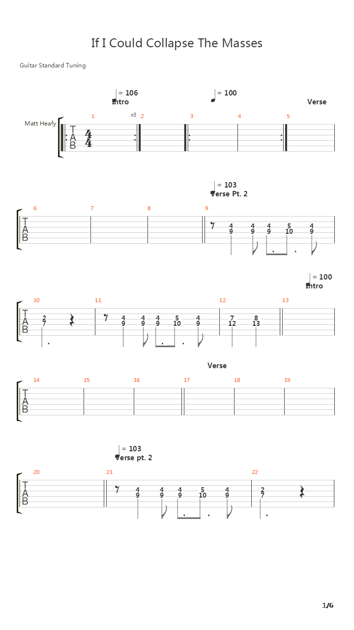 If I Could Collapse The Masses吉他谱