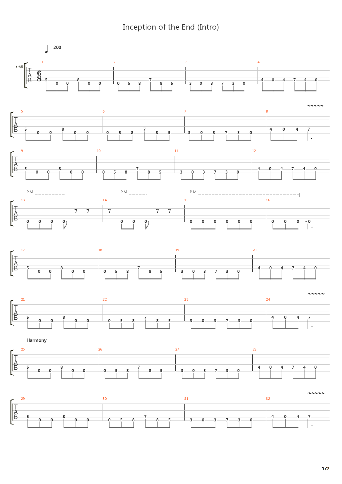 Inception Of The End吉他谱