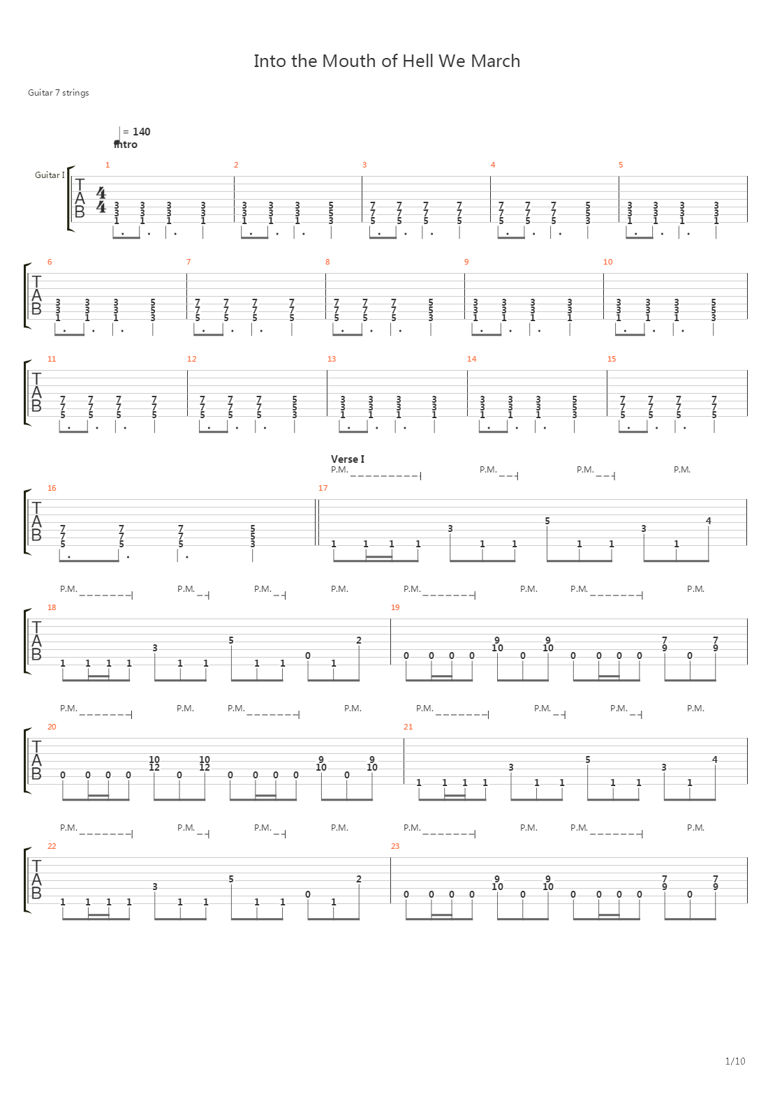 Into The Mouth Of Hell We March吉他谱