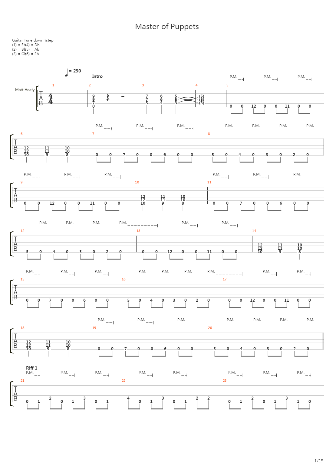 Master Of Puppets吉他谱