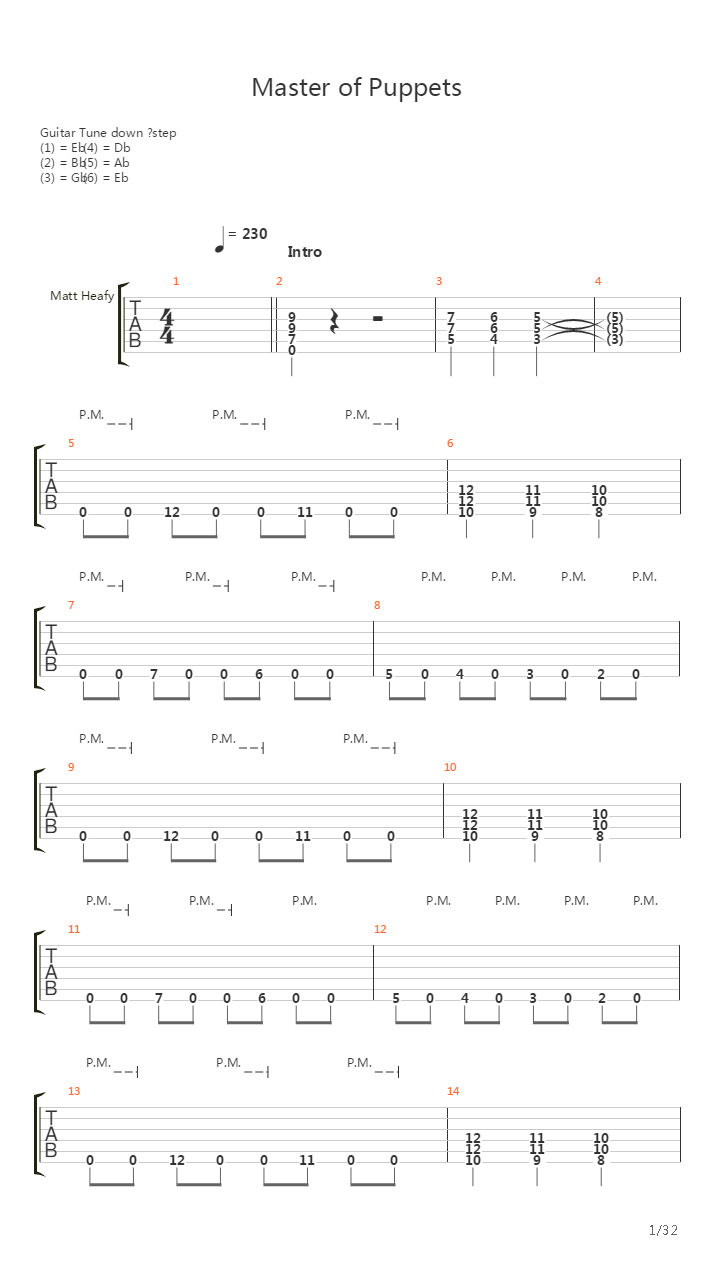 Master Of Puppets吉他谱
