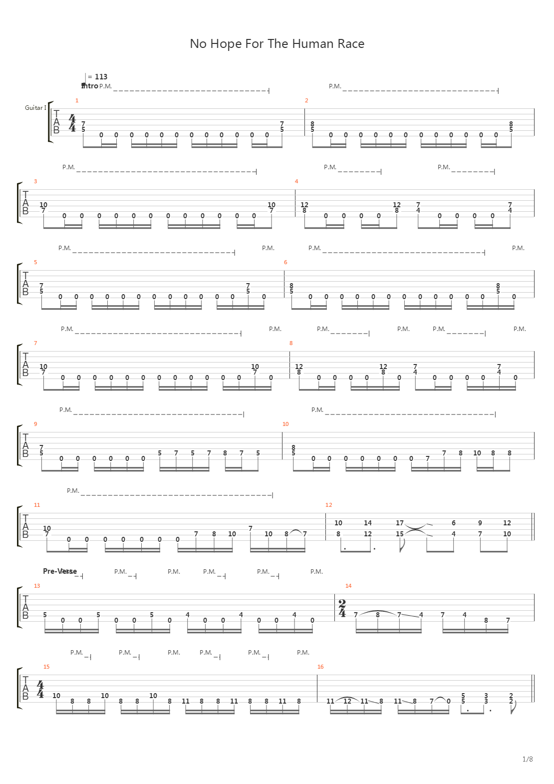 No Hope For The Human Race吉他谱