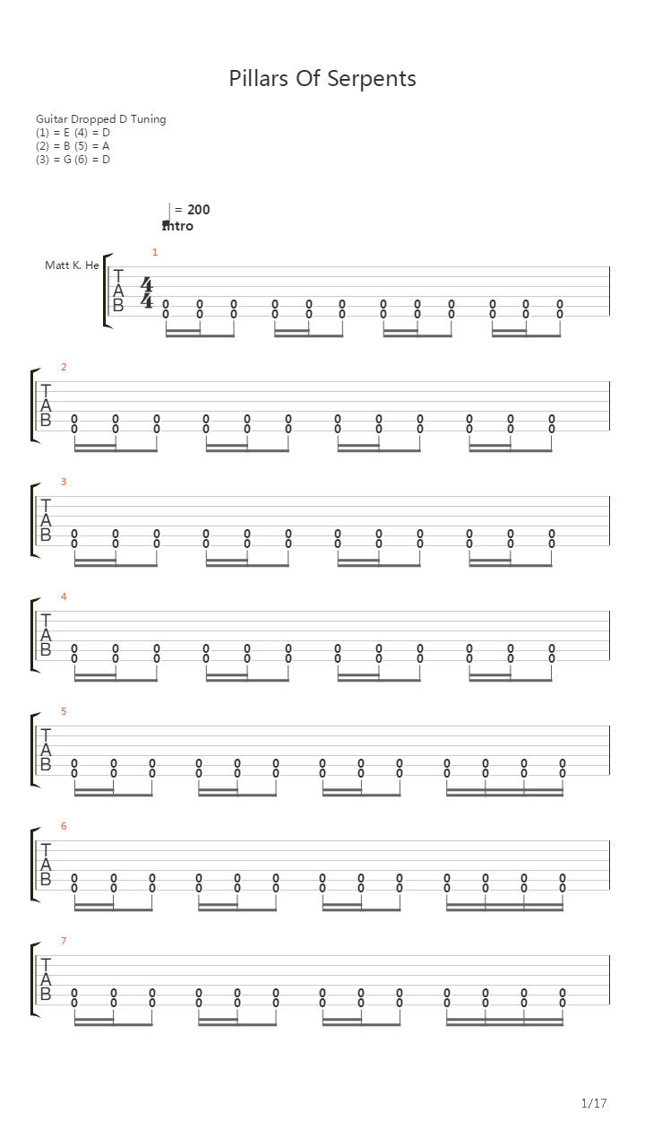 Pillars Of Serpents吉他谱