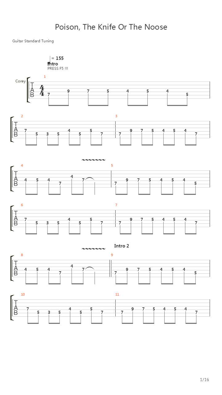 Poison The Knife Or The Noose吉他谱