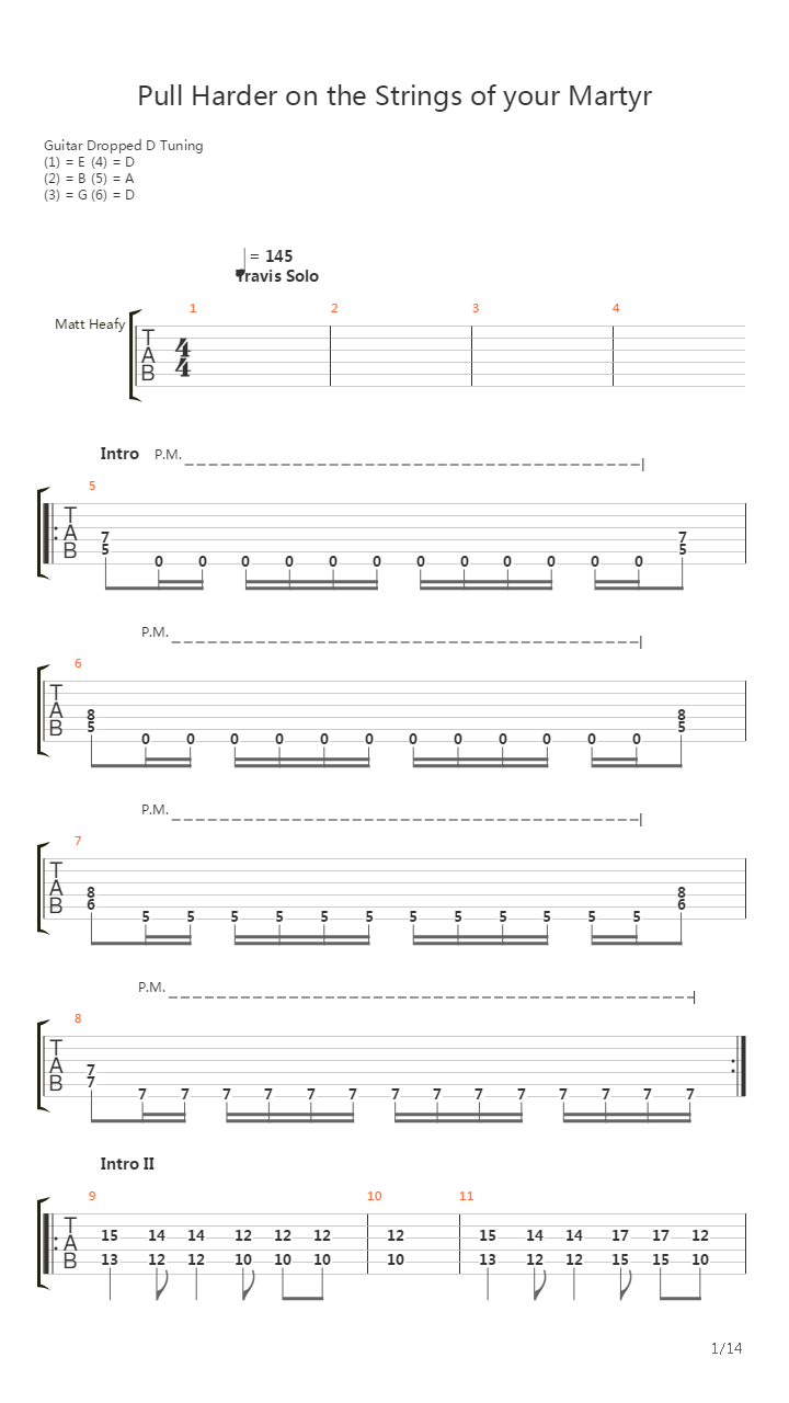 Pull Harder On The Strings Of Your Martyr吉他谱