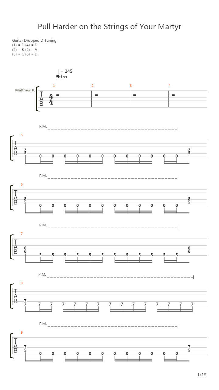 Pull Harder On The Strings Of Your Martyr吉他谱