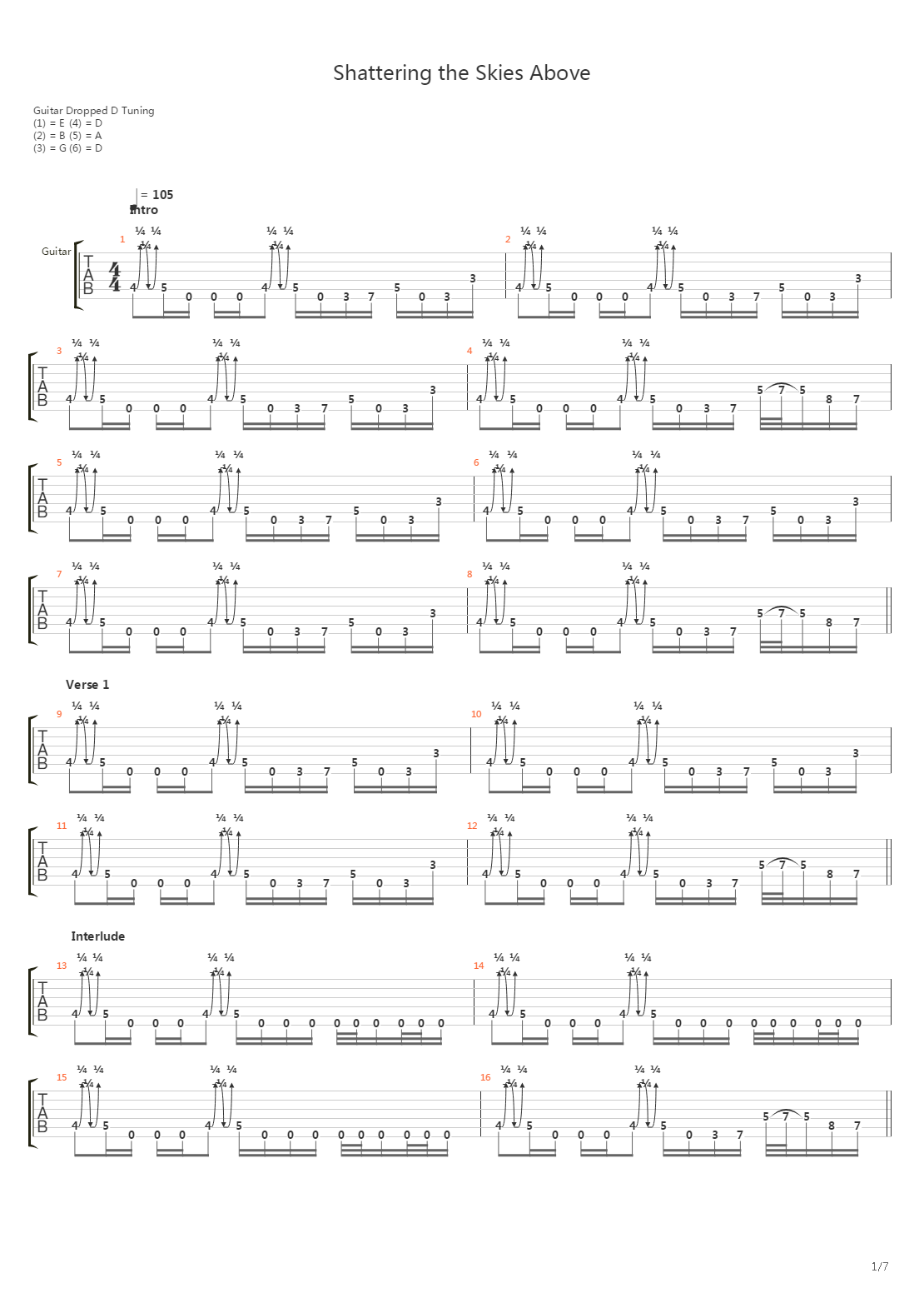 Shattering The Skies Above吉他谱
