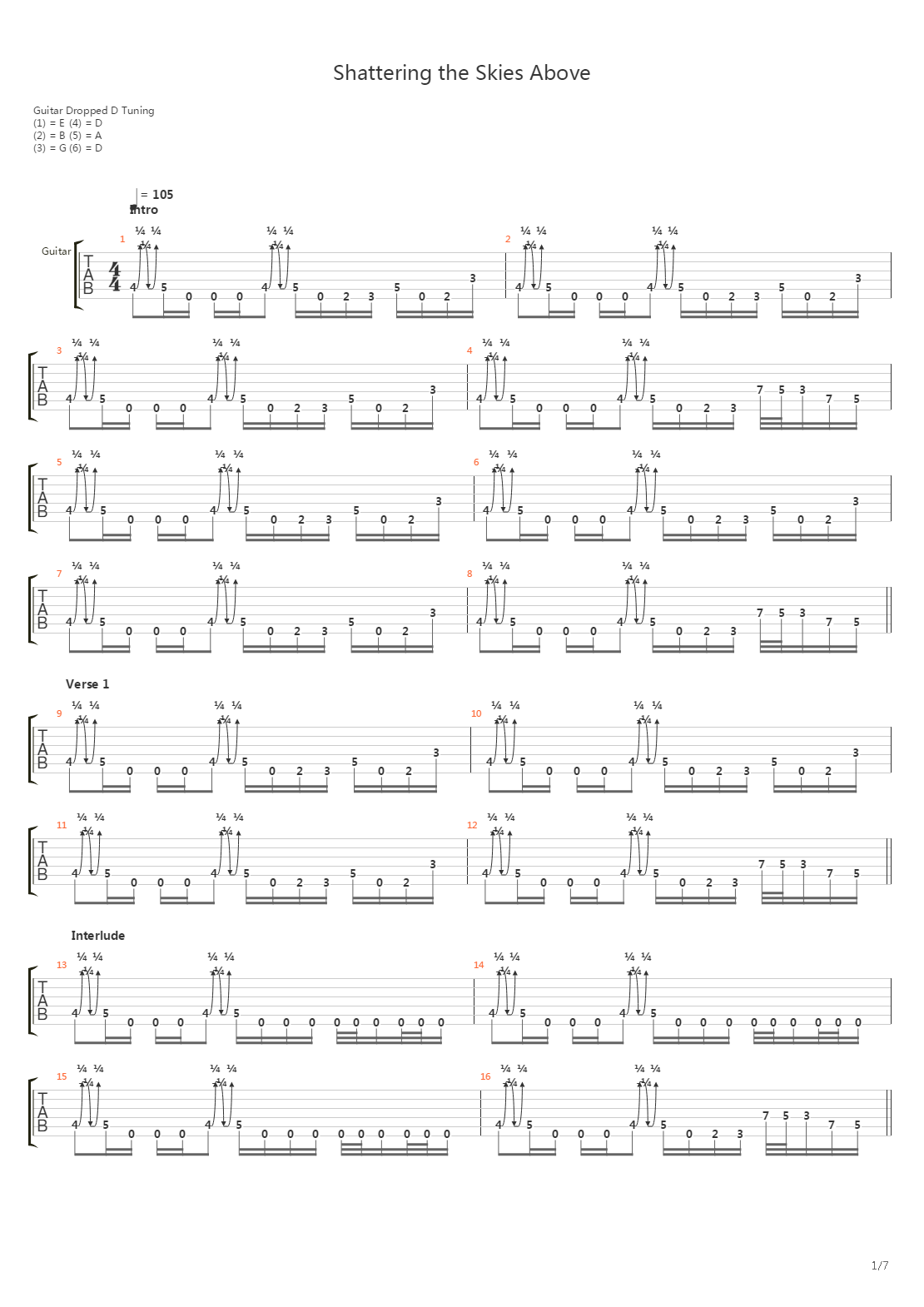 Shattering The Skies Above吉他谱