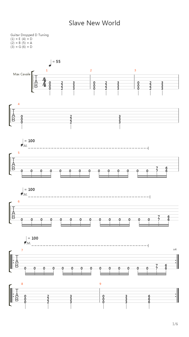 Slave New World吉他谱