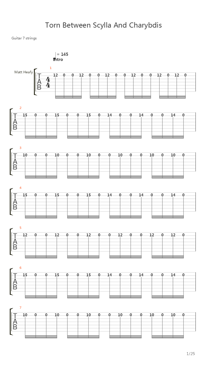 Torn Between Scylla And Charybdis吉他谱