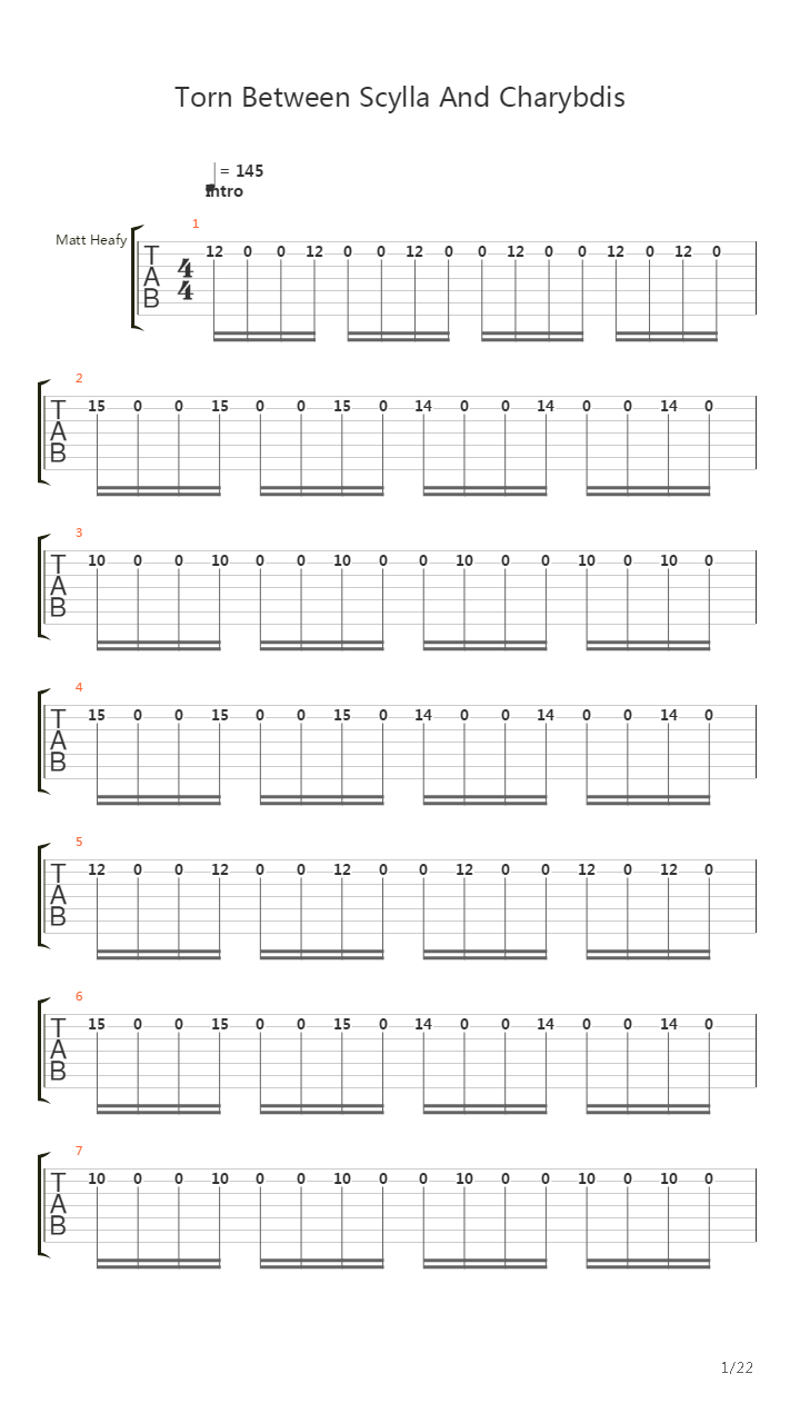 Torn Between Scylla And Charybdis吉他谱
