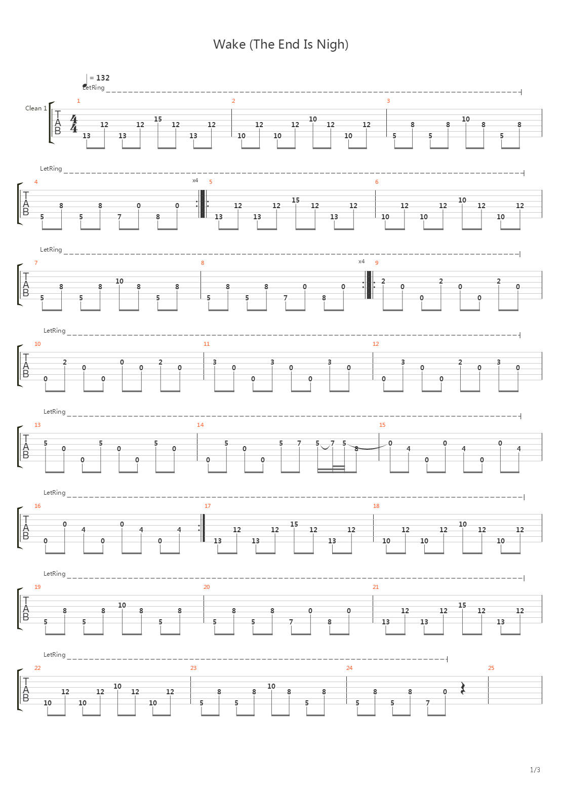 Wake The End Is Nigh吉他谱