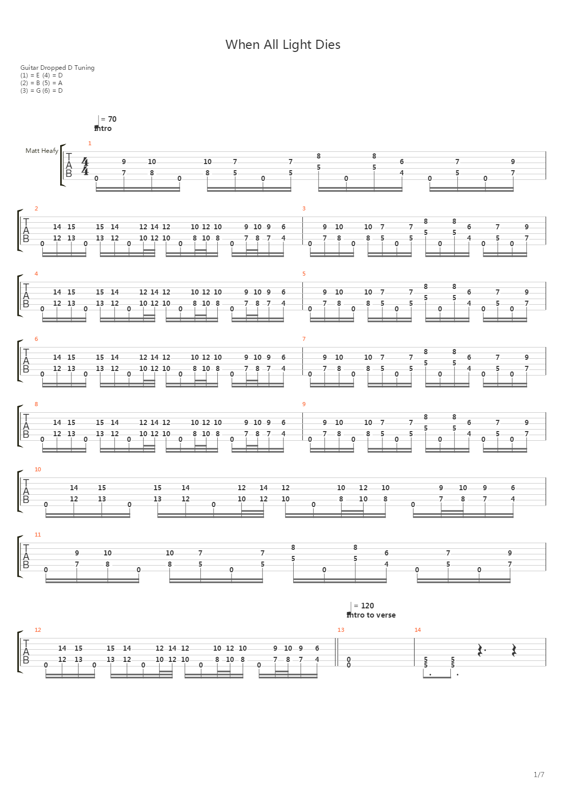 When All Light Dies吉他谱