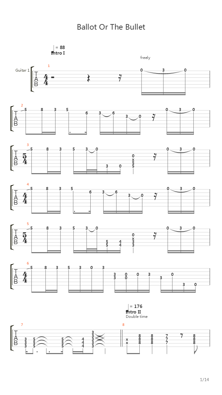 Ballot Or The Bullet吉他谱