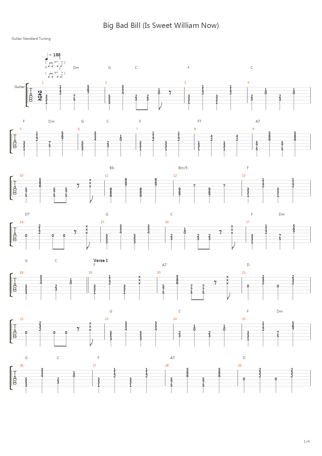 Big Bad Bill Is Sweet William Now吉他谱