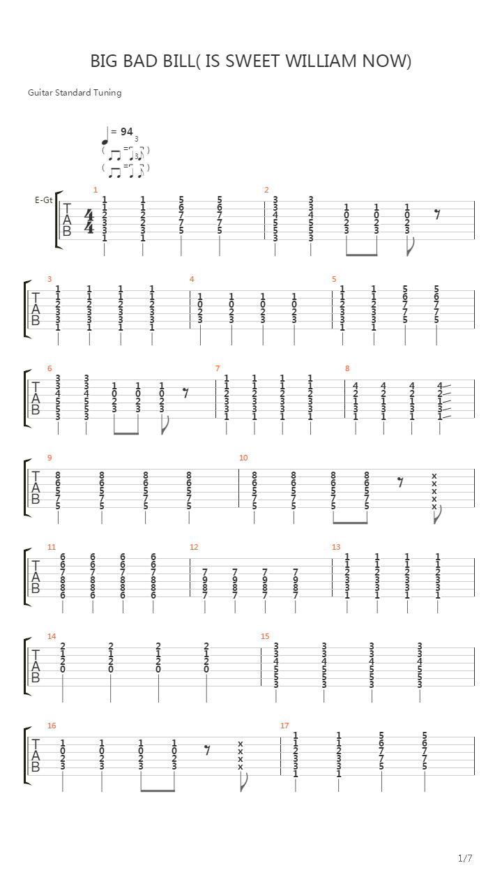 Big Bad Bill Is Sweet William Now吉他谱